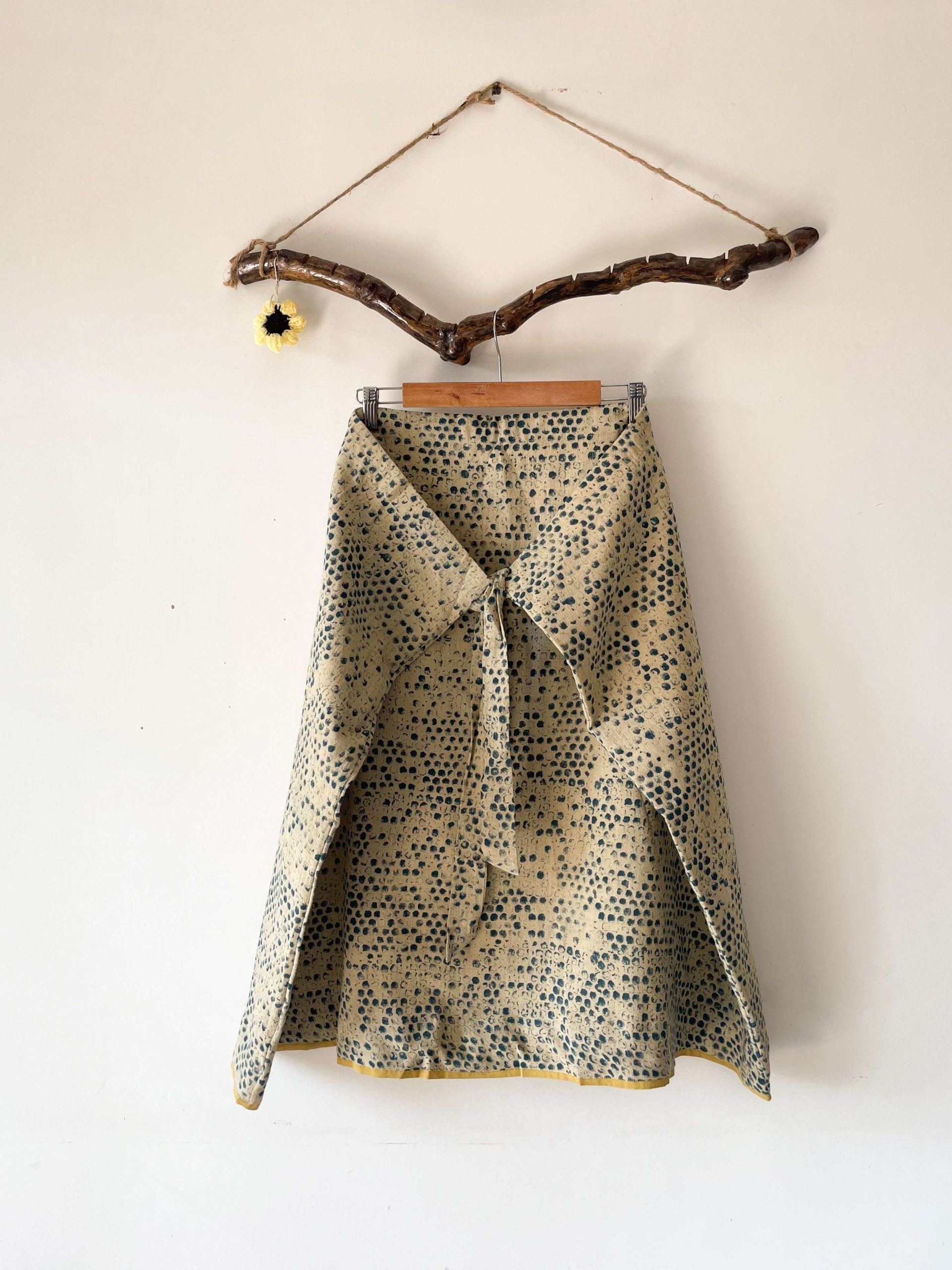 mock wrap block printed skirt