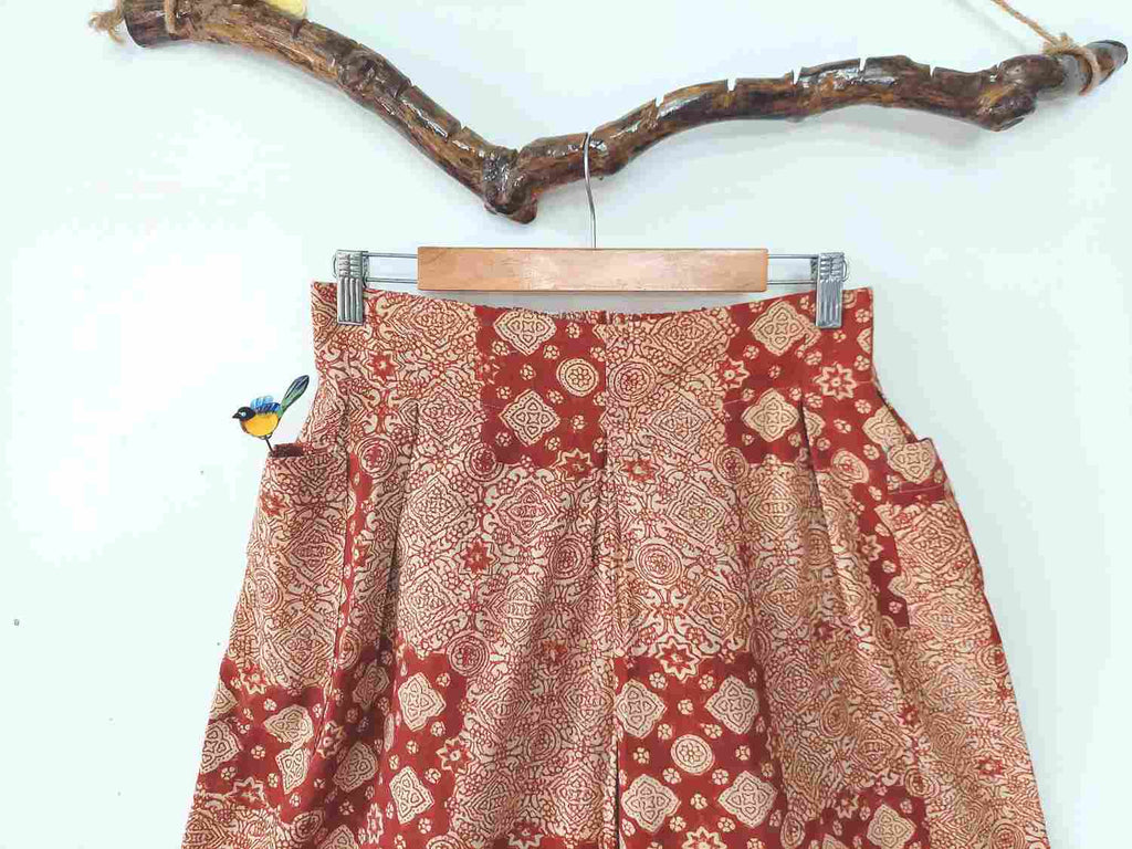 wide legged pants red ajrakh