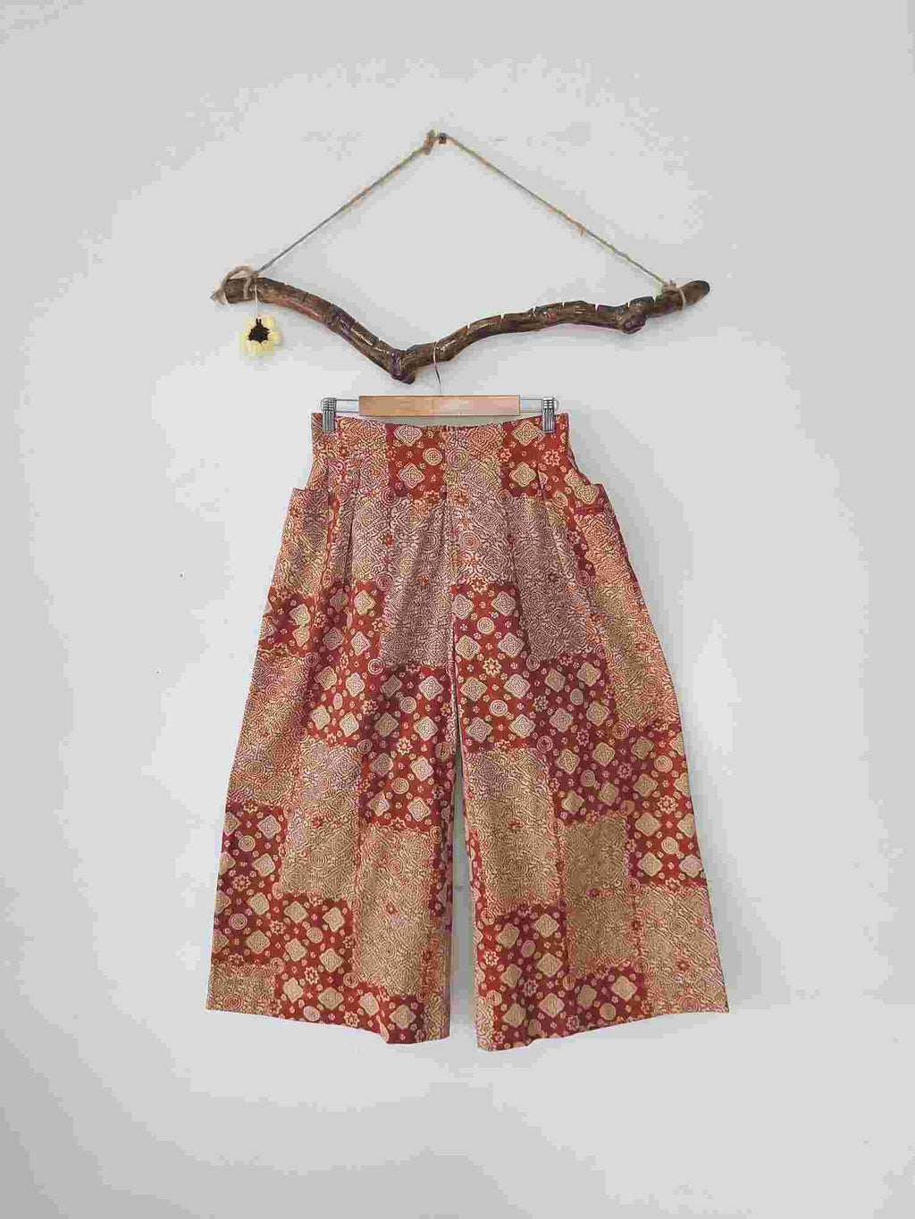 wide legged pants red ajrakh