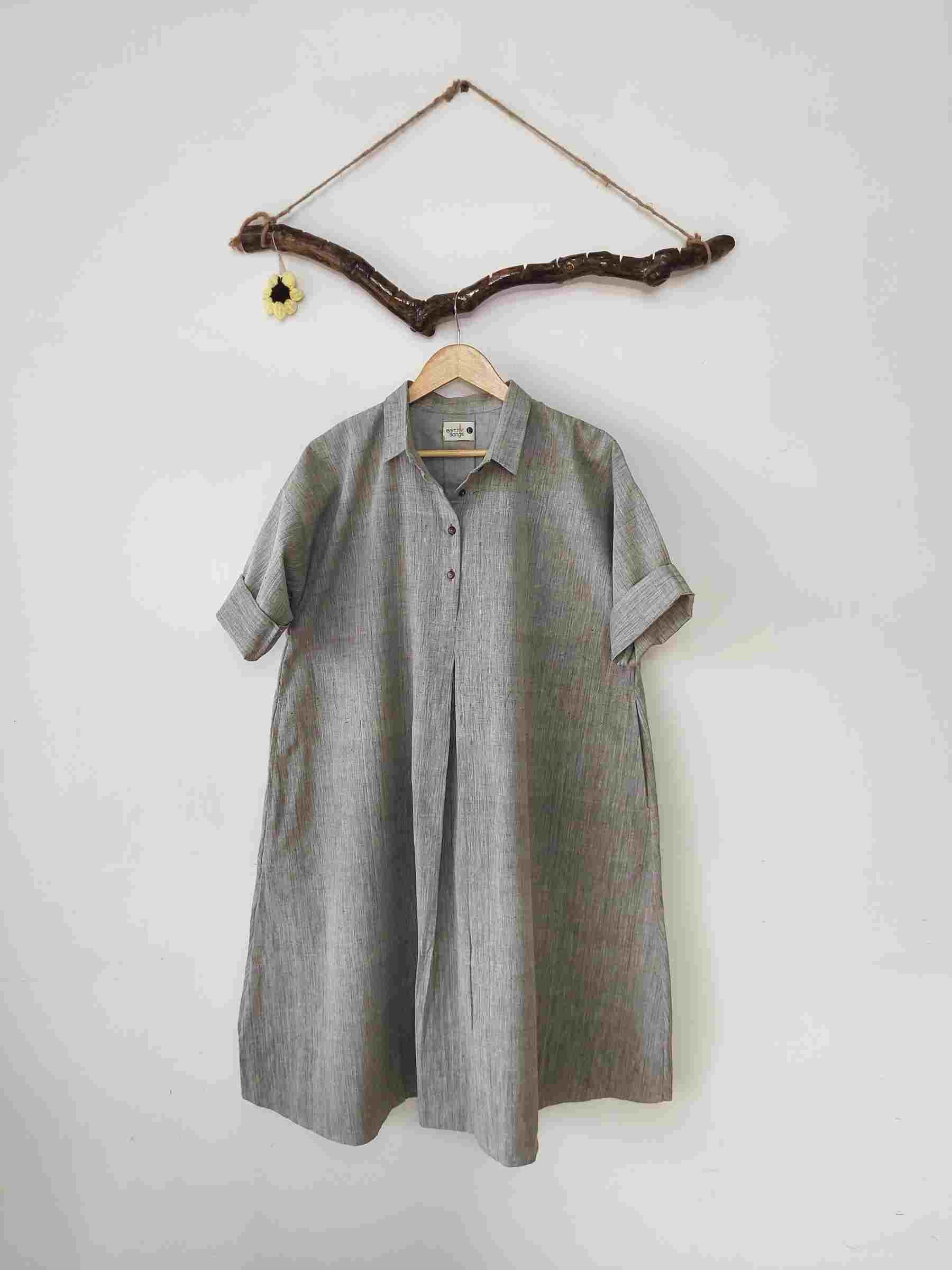 pleated flared dress