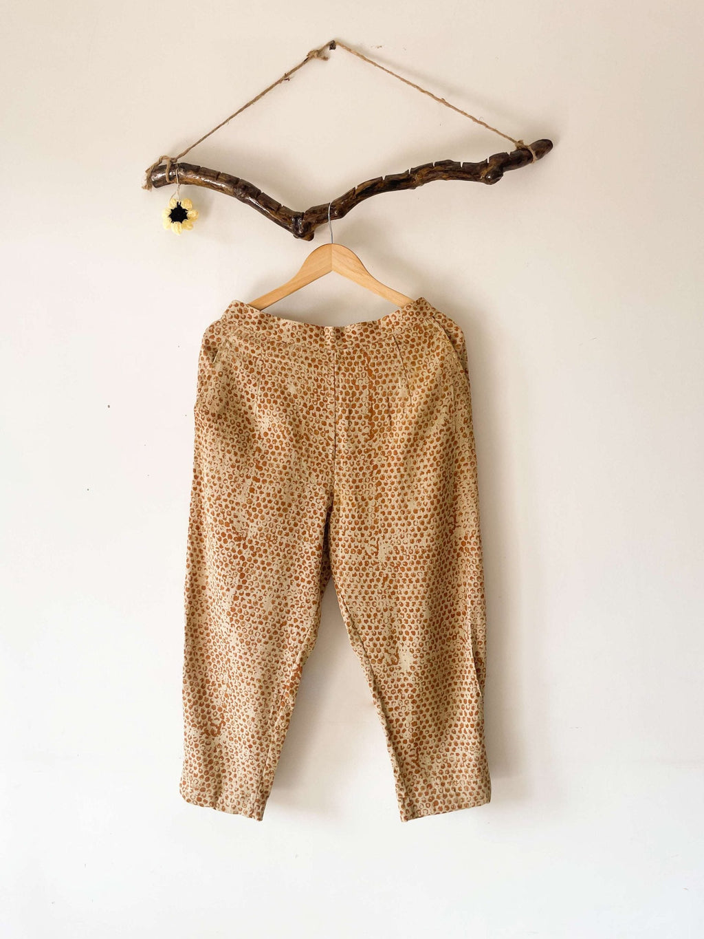 tuck bottom pants rust/white bubble block printed