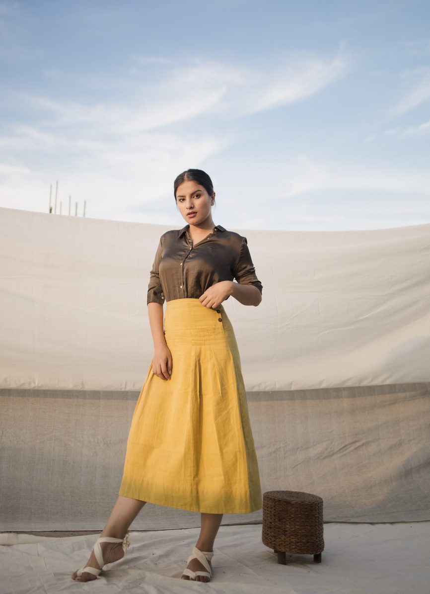 front pocket skirt yellow