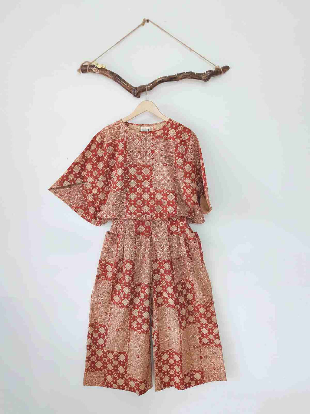 wide legged pants red ajrakh