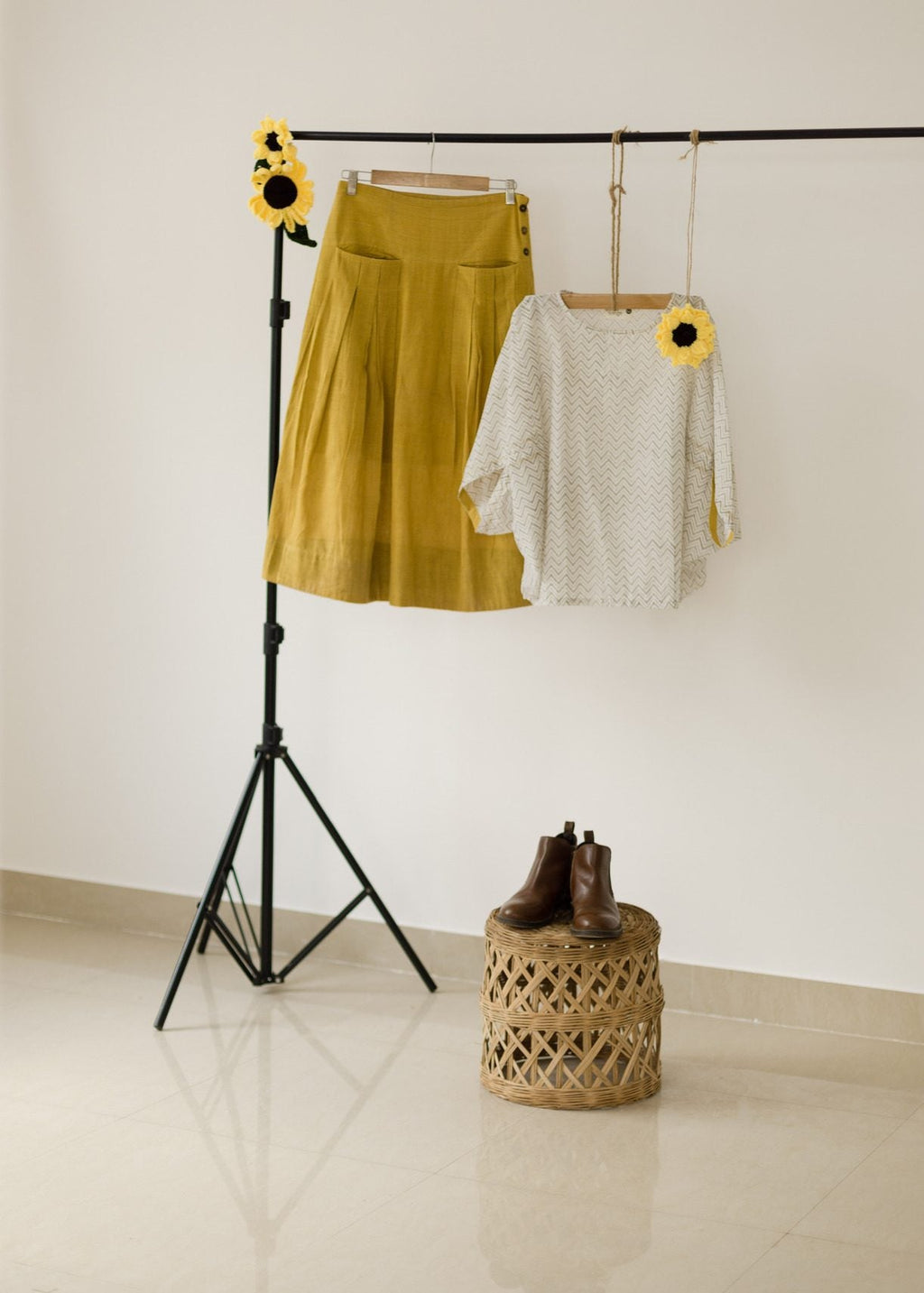 front pocket skirt yellow