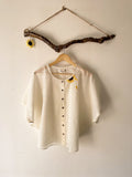 half moon top with sunflower embroidery - off white - off white