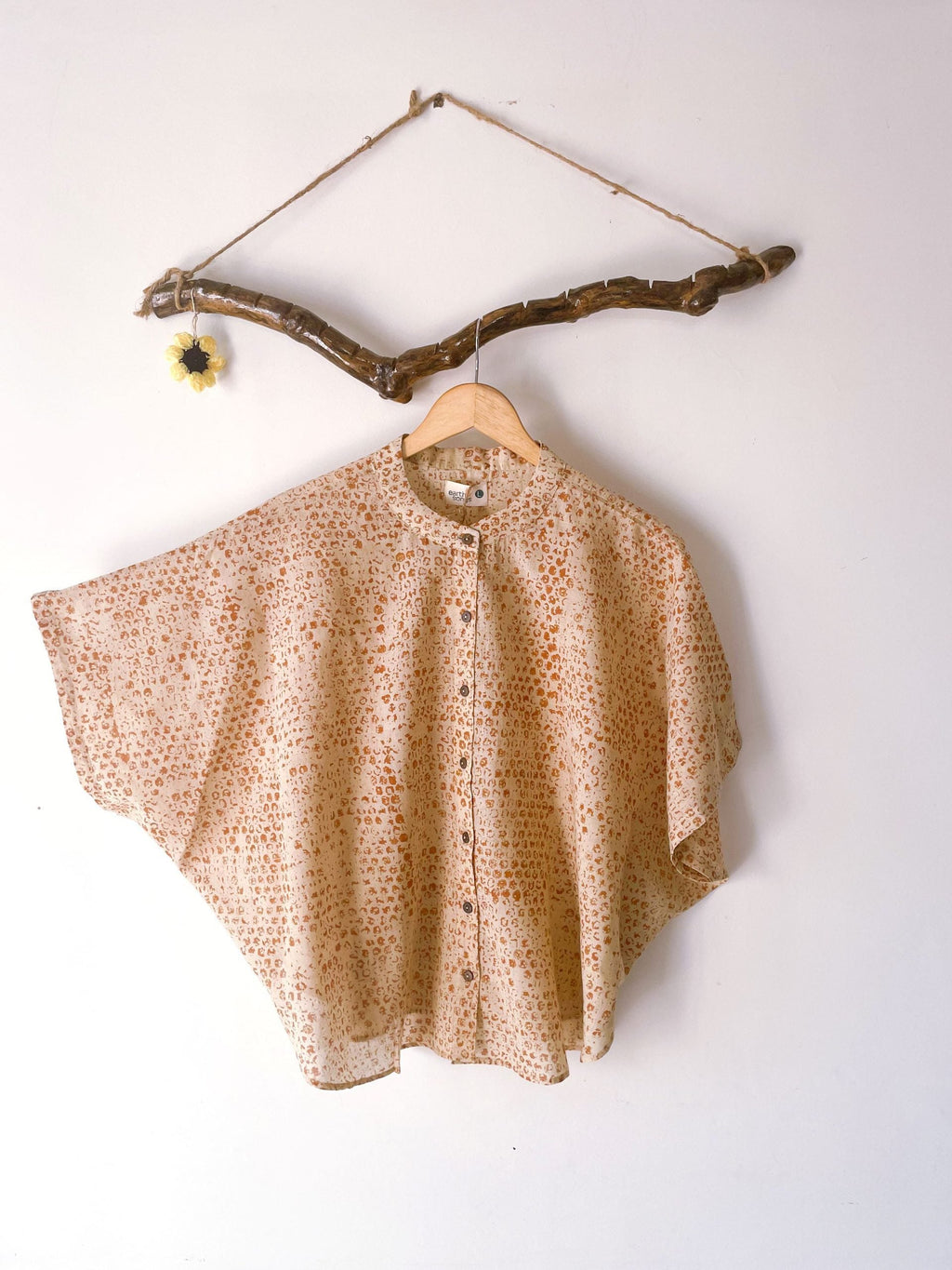 half moon top - rust bubble block print - rust