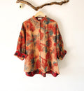 oversized shirt coral block print - coral