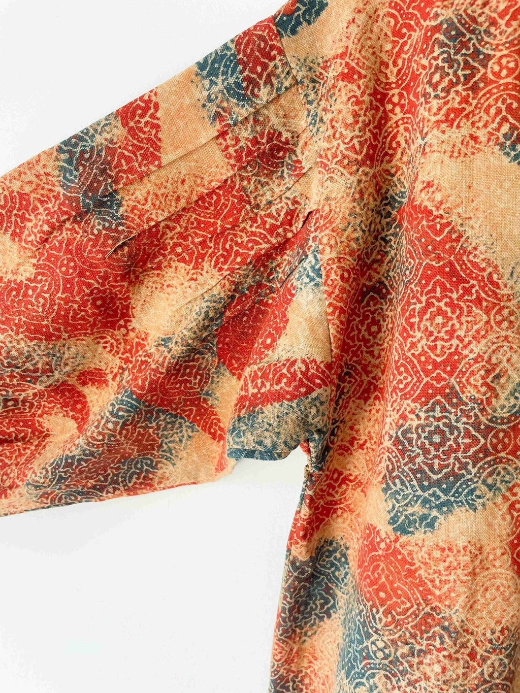 oversized shirt coral block print - coral