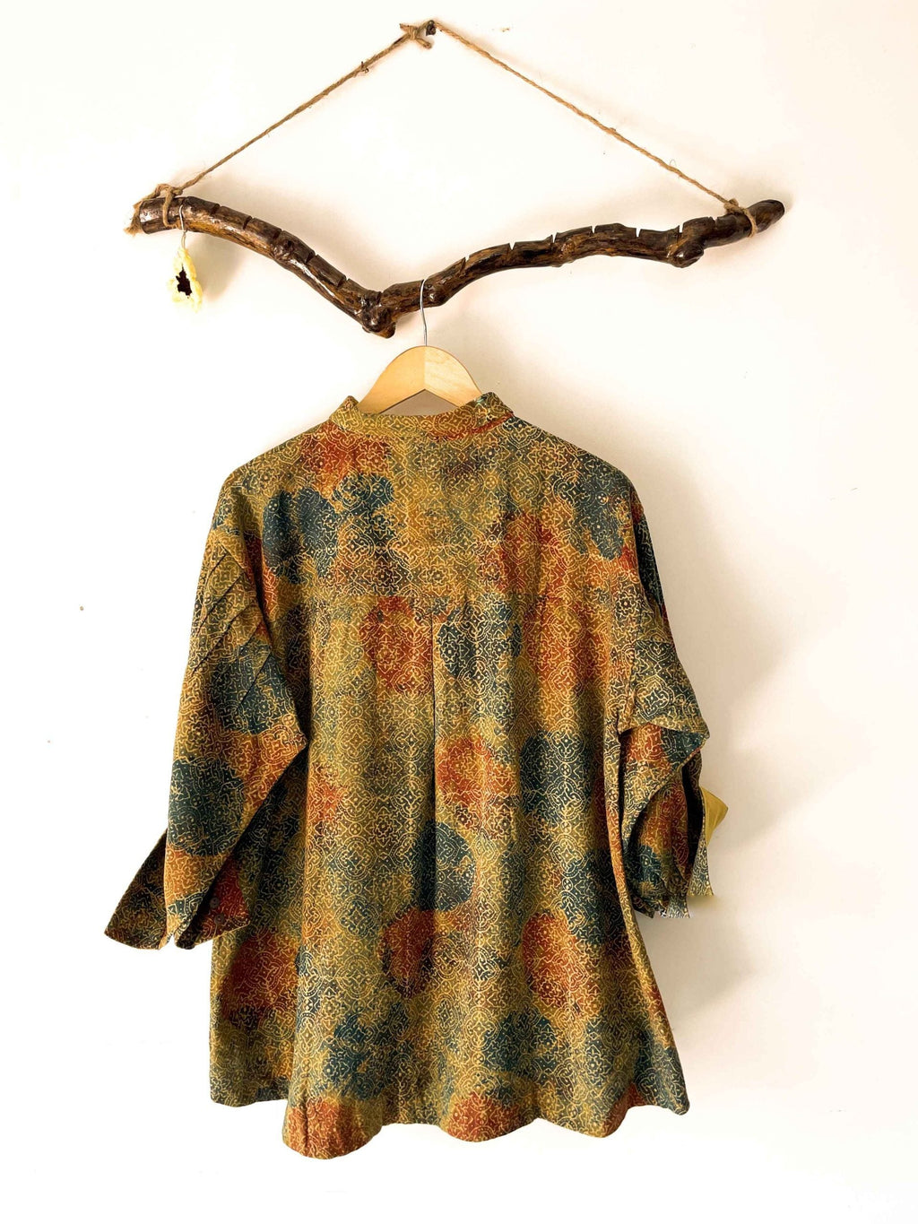 oversized shirt green block print - green