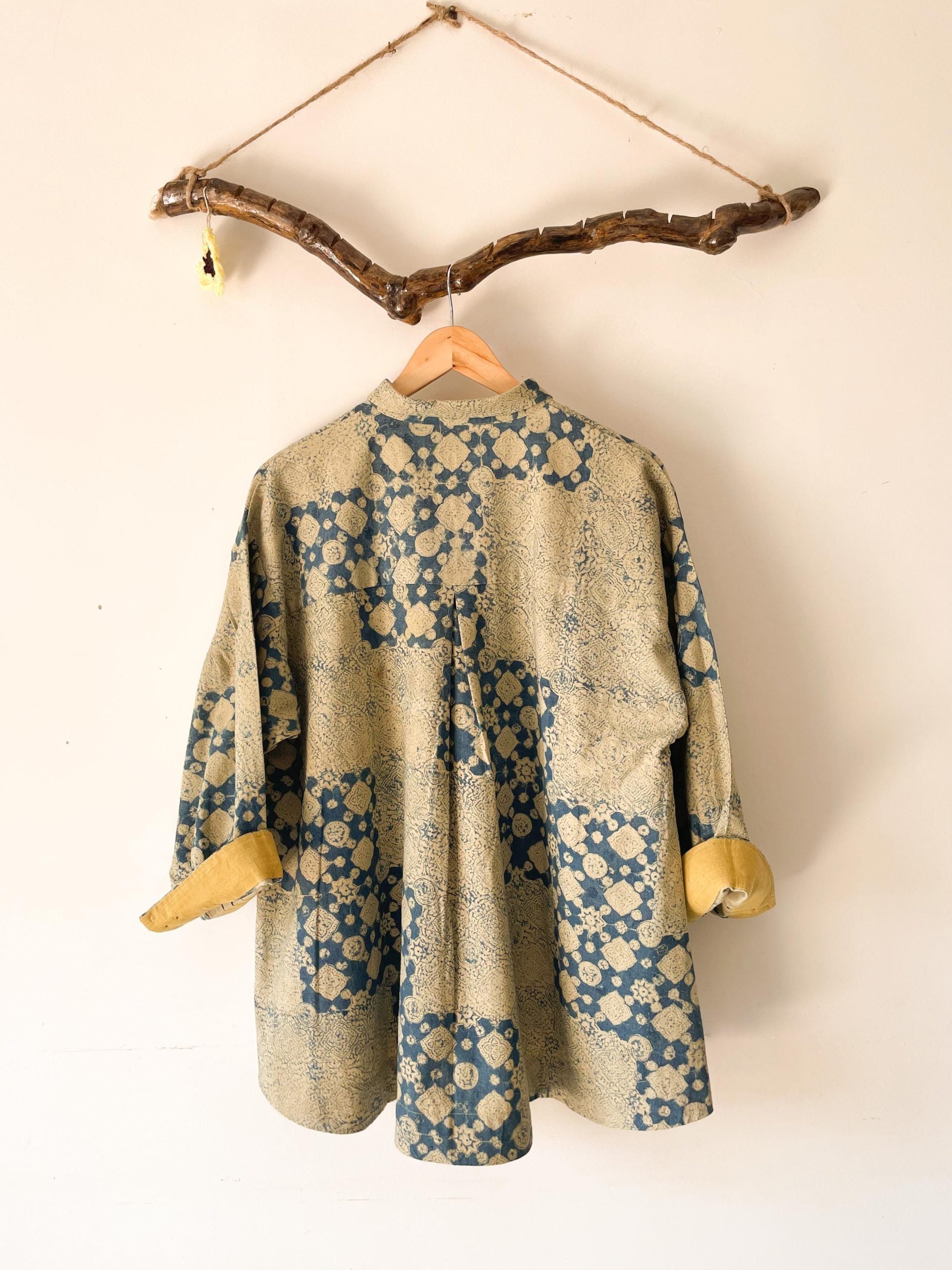 oversized shirt indigo block print