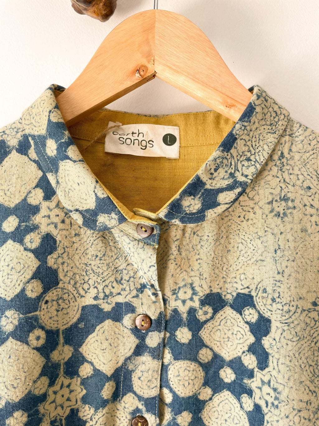 oversized shirt indigo block print