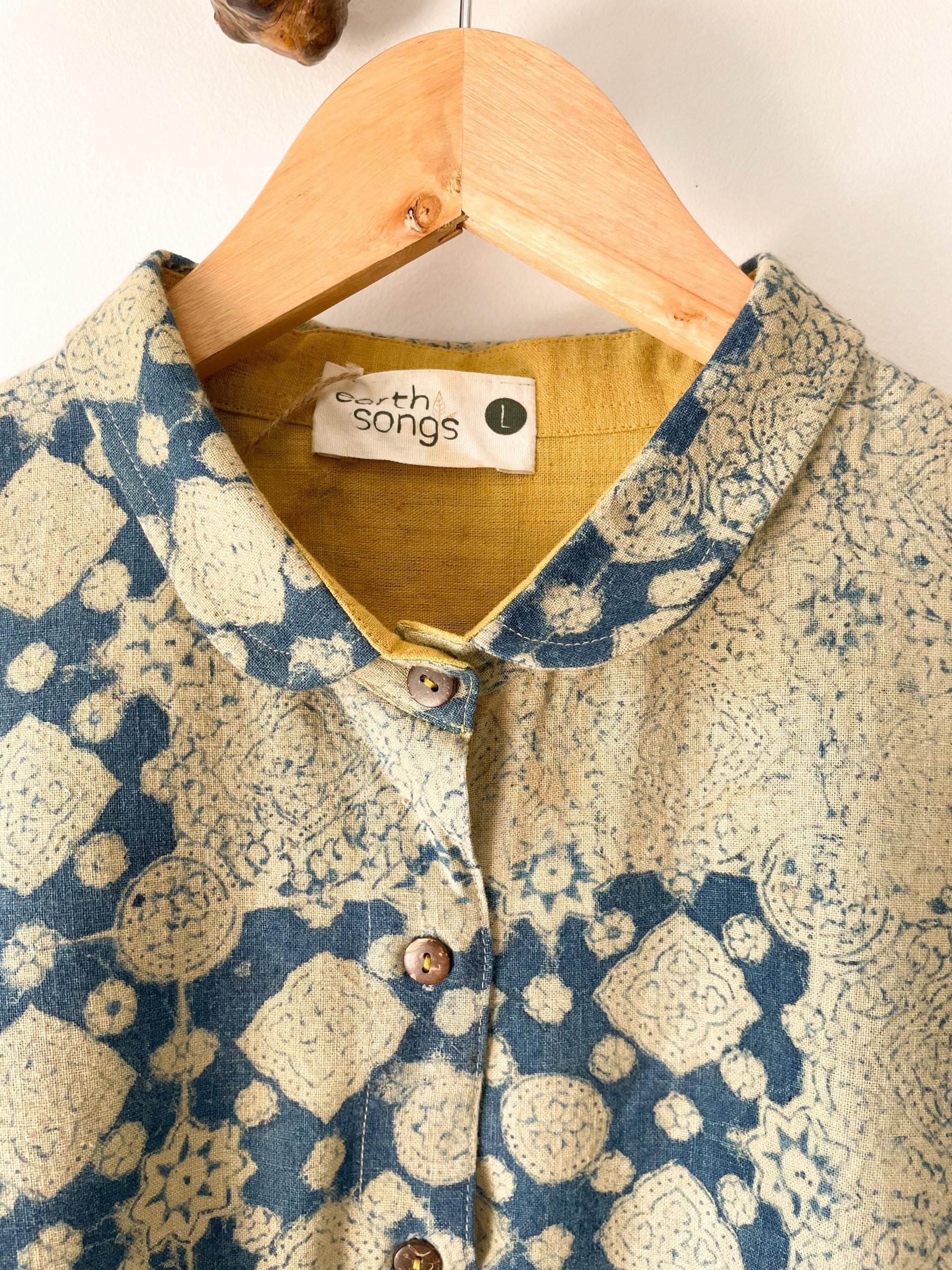 oversized shirt indigo block print