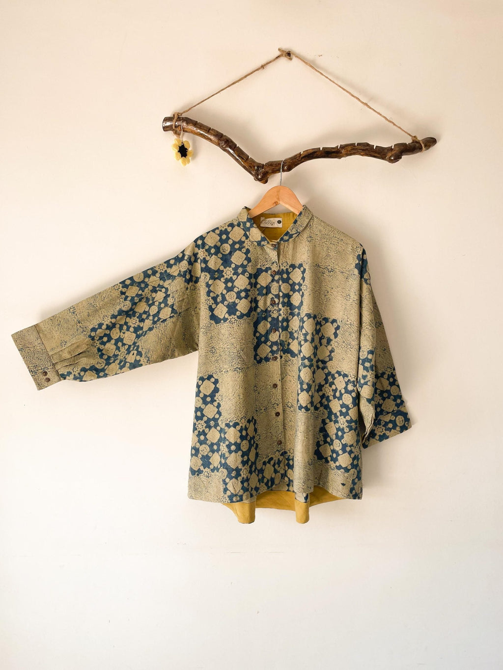 oversized shirt indigo block print