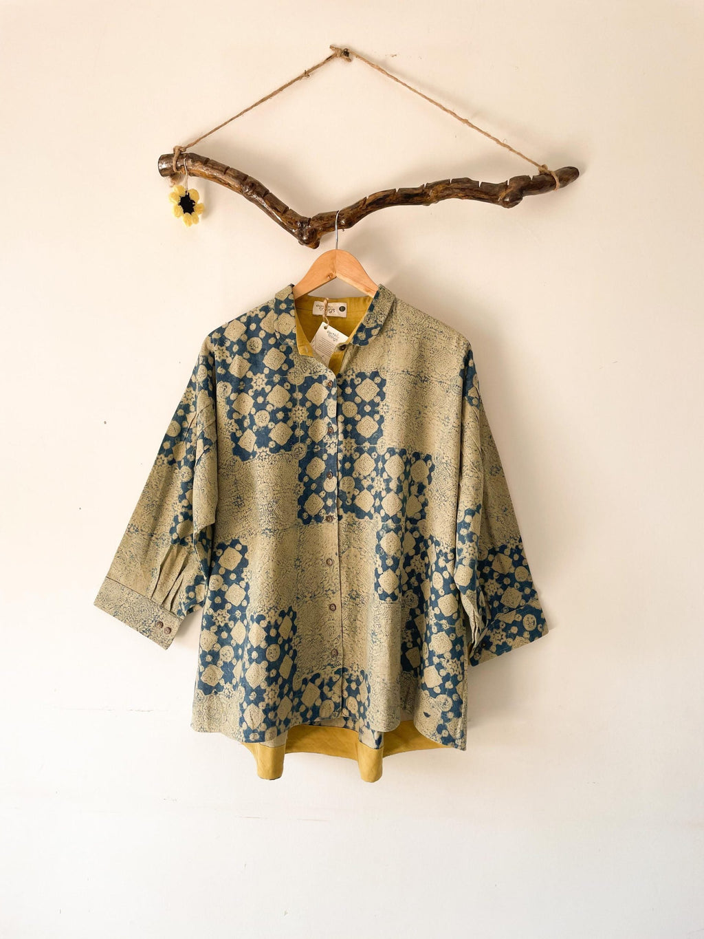 oversized shirt indigo block print