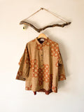 oversized shirt rust block print - rust