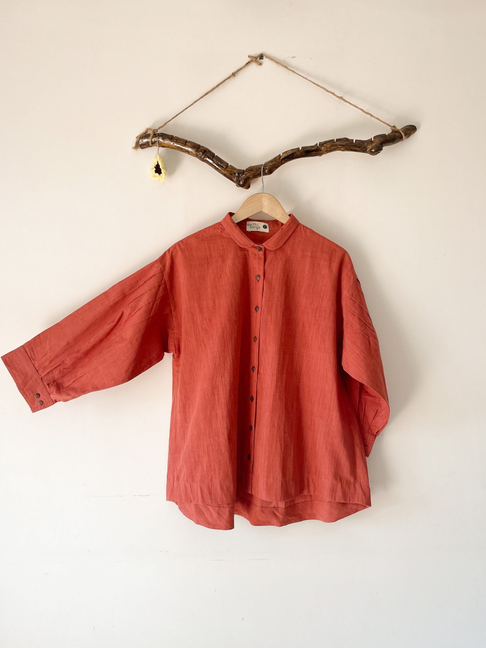 oversized shirt coral solid color