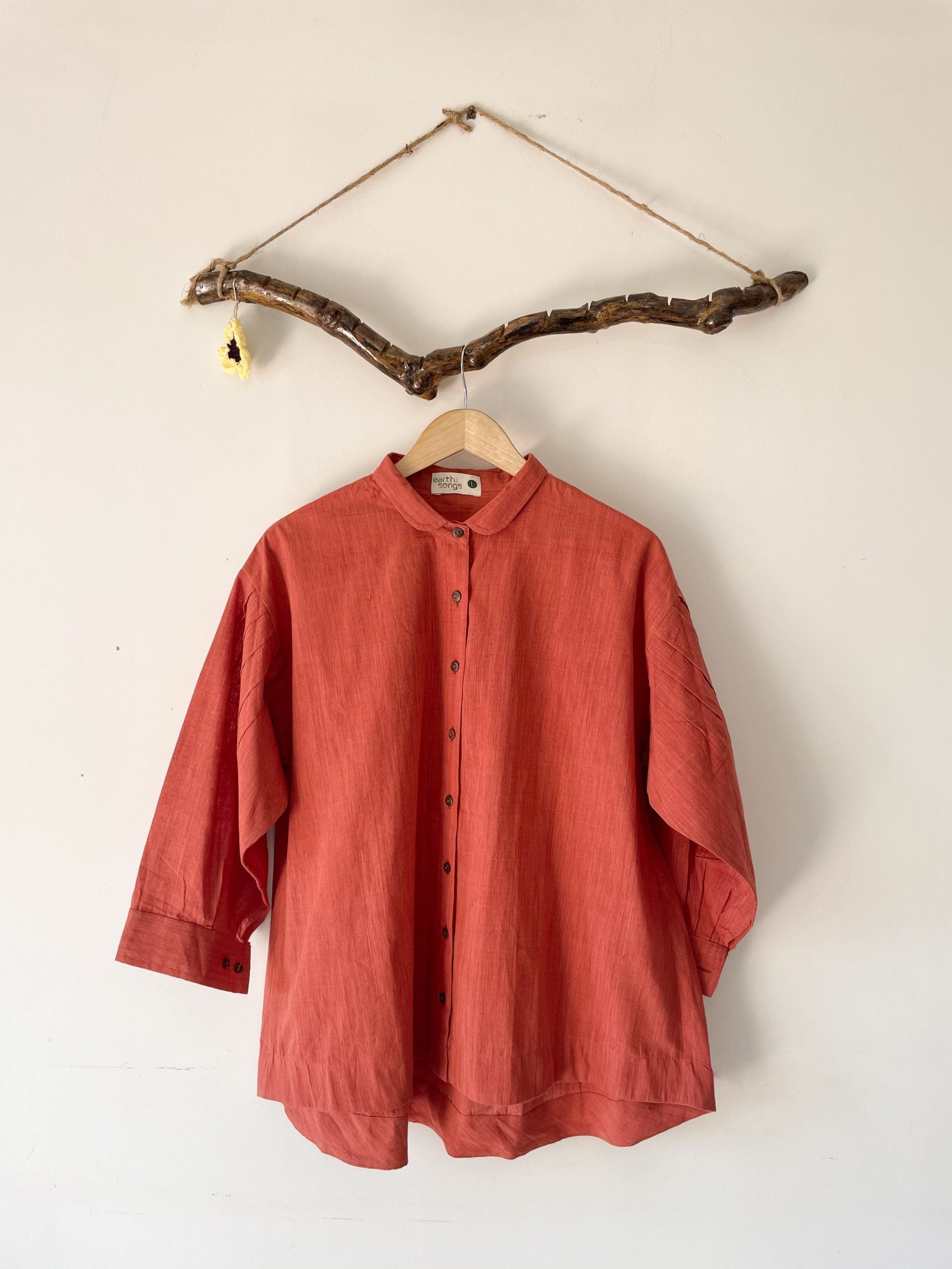 oversized shirt coral solid color