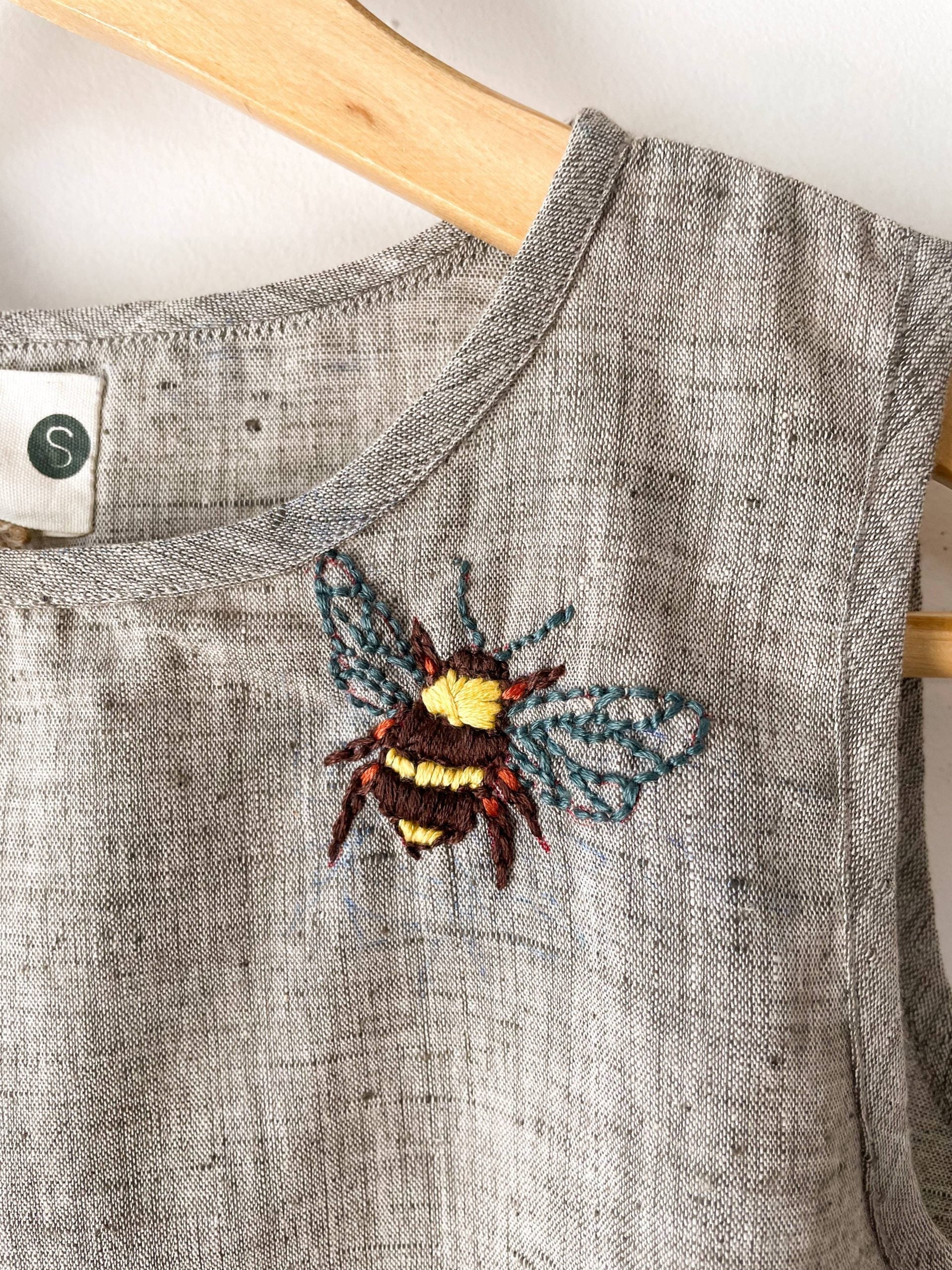 sleeveless umbrella top with honey bee embroidery