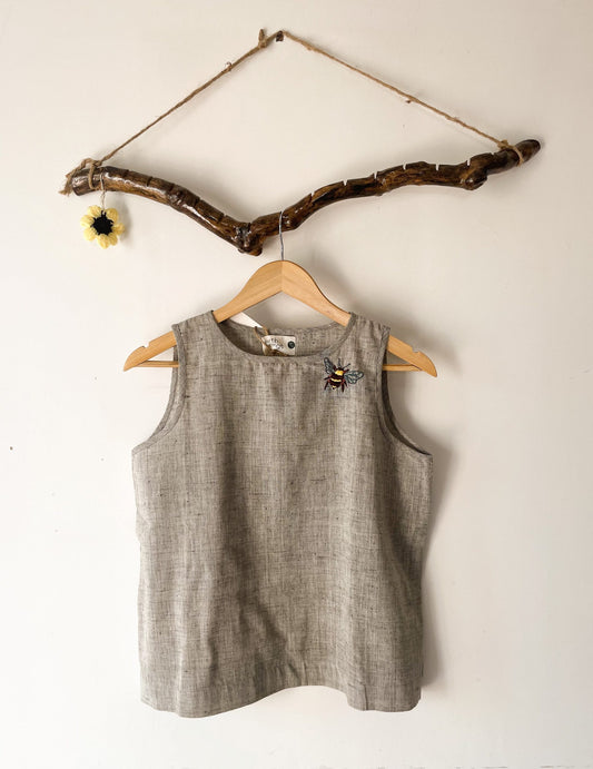 sleeveless umbrella top with honey bee embroidery
