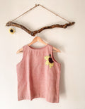 sleeveless umbrella top with sunflower embroidery - pink